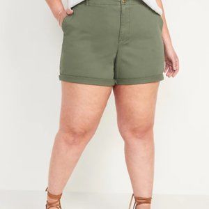 Old Navy XL Women's Green High-Waisted Pull-On Chino Shorts with 5-in inseam NWT